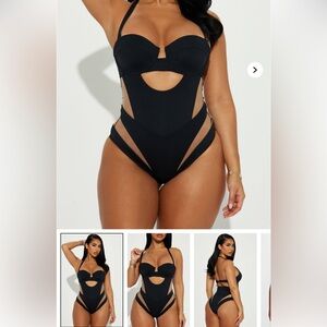 Fashion Nova Black Cutout One Piece Swimsuit
